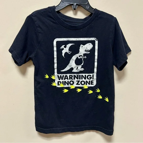 Est 1989 Sz 5T Dino 🦕 Zone Black Gray & Yellow T Shirt GUC - Picture 1 of 5